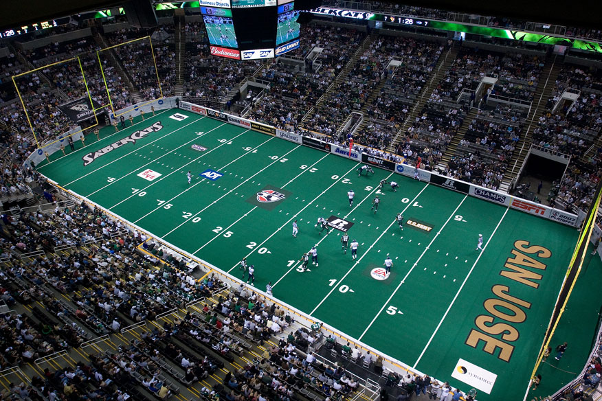 San Jose Arena (SAP Center) as home of the San Jose SaberCats in 2007. Image by Wikipedia user Fatcat125.