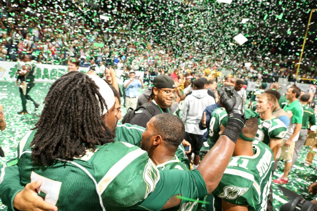 2015 AFL SaberCats championship celebration, image via SaberCats X account.