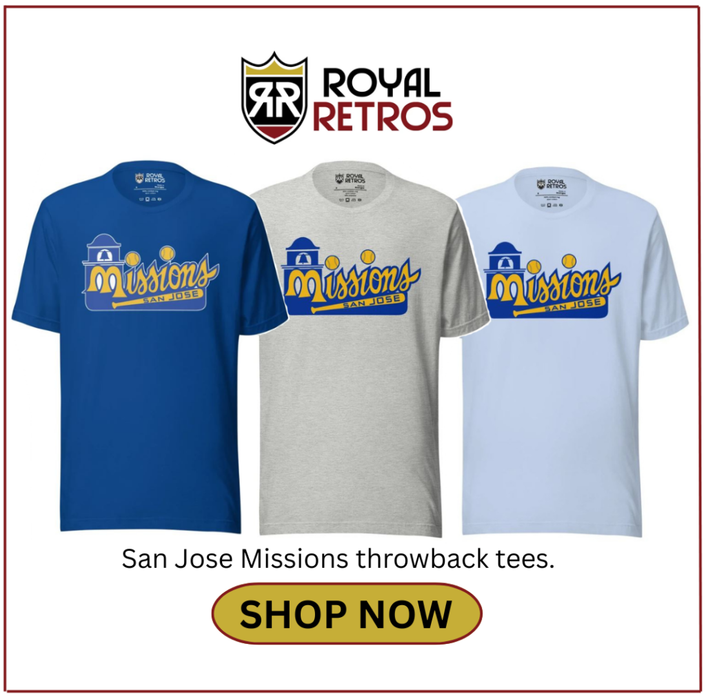 San Jose Missions throwback tee shirts by Royal Retros. Buy now.